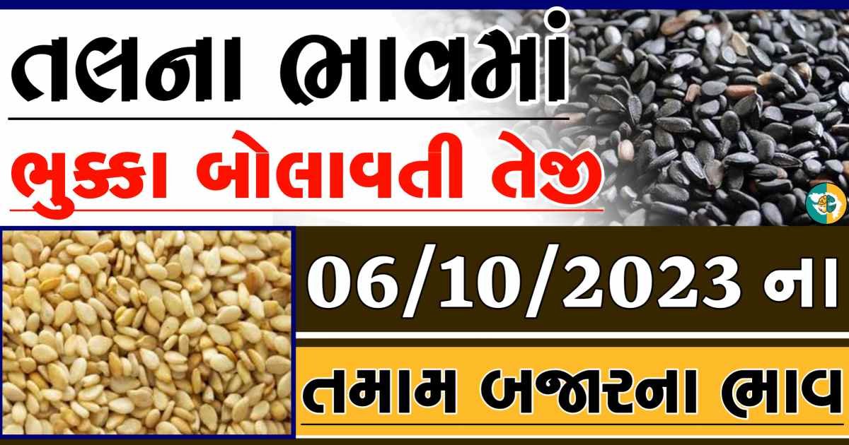 Today 07/10/2023 Sesame Apmc Rate આજના સફેદ અને કાળા તલના બજાર ભાવ Gkmarugujarat.com