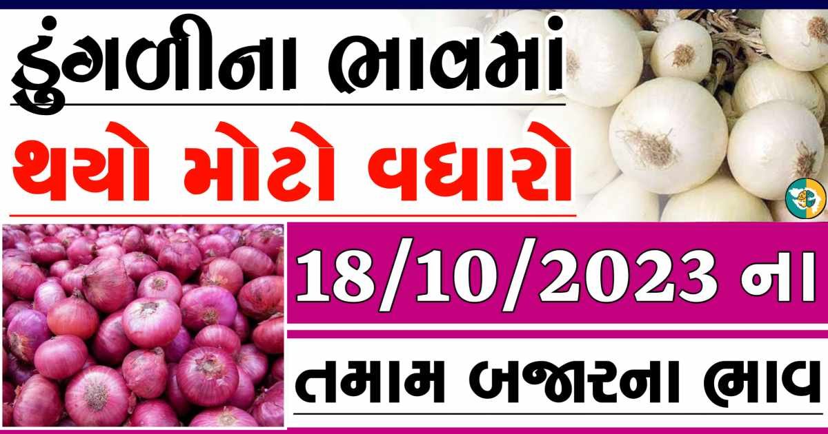 Today 18/10/2023 Onion Apmc Rate આજના લાલ અને સફેદ ડુંગળીના બજાર ભાવ Gkmarugujarat.com
