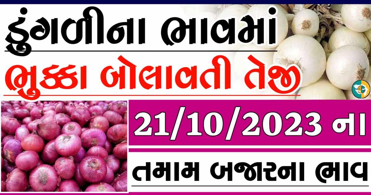 Today 21/10/2023 Onion Apmc Rate આજના લાલ અને સફેદ ડુંગળીના બજાર ભાવ Gkmarugujarat.com