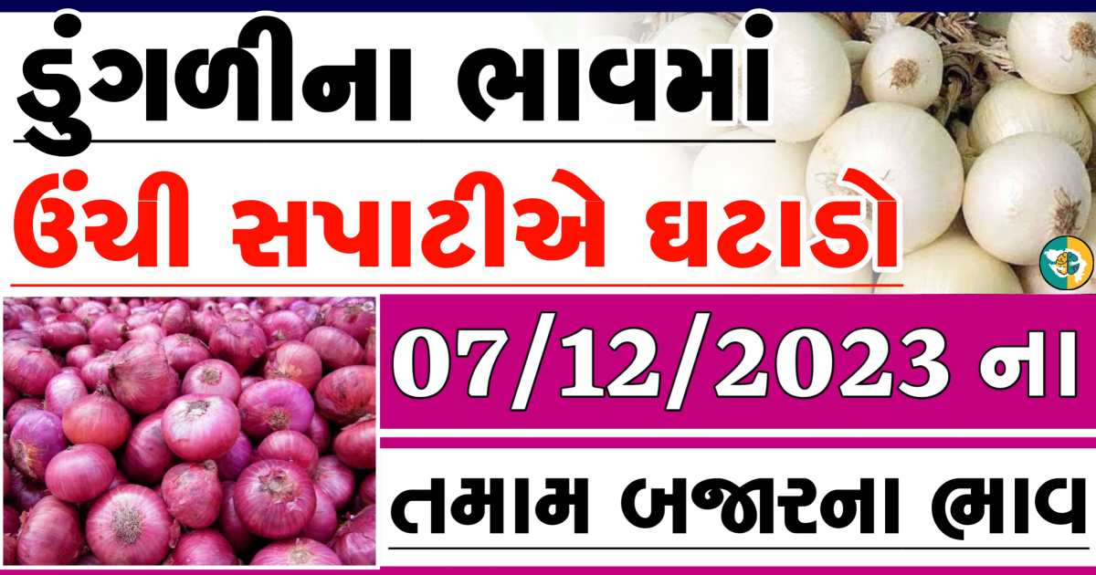 Today 07/12/2023 Onion Apmc Rate આજના લાલ અને સફેદ ડુંગળીના બજાર ભાવ Gkmarugujarat.com
