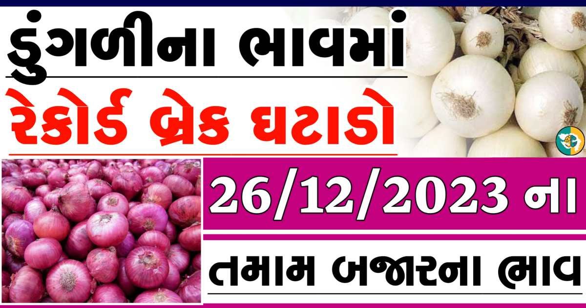 Today 26/12/2023 Onion Apmc Rate આજના લાલ અને સફેદ ડુંગળીના બજાર ભાવ Gkmarugujarat.com