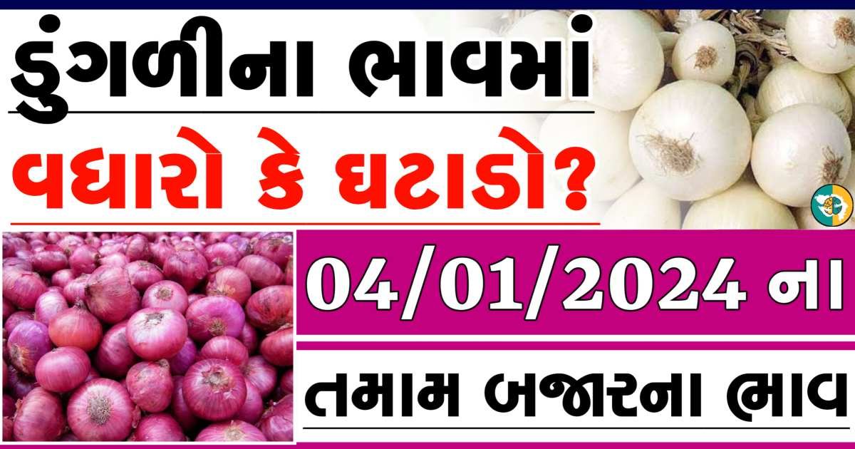 Today 04/01/2024 Onion Apmc Rate આજના લાલ અને સફેદ ડુંગળીના બજાર ભાવ Gkmarugujarat.com