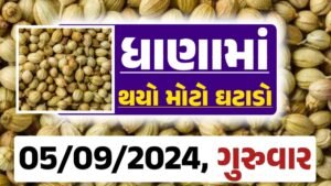 Dhana Price 05-09-2024 આજના ધાણા ના બજાર ભાવ gkmarugujarat.com