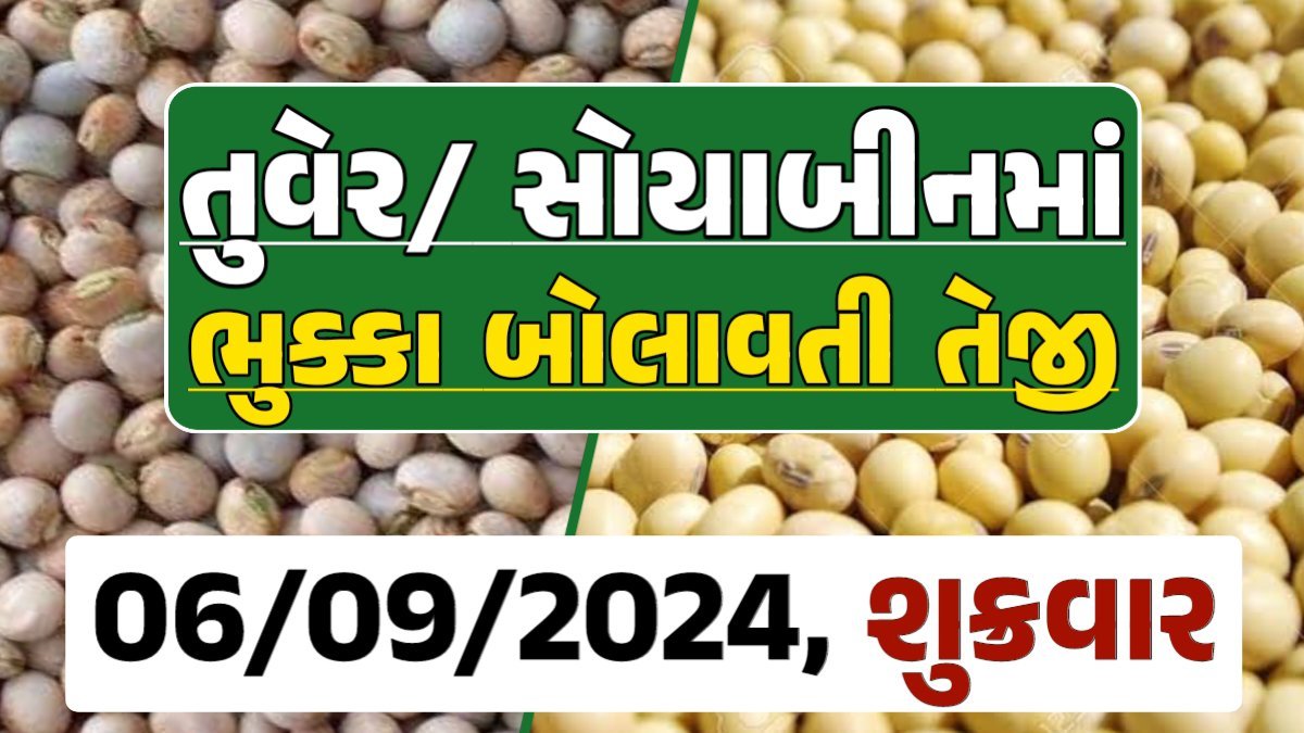 Turmeric And Soybeans Price 06-09-2024 તુવેર સોયાબીન ના બજાર ભાવ gkmarugujarat.com