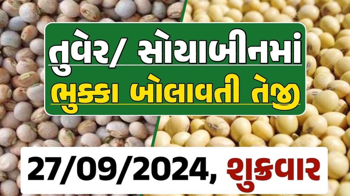 Turmeric And Soybeans Price 27-09-2024 તુવેર સોયાબીન ના બજાર ભાવ gkmarugujarat.com