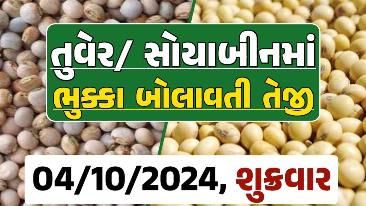 Turmeric And Soybeans Price 04-10-2024 તુવેર સોયાબીન ના બજાર ભાવ gkmarugujarat.com