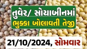 Turmeric And Soybeans Price 21-10-2024 તુવેર સોયાબીન ના બજાર ભાવ gkmarugujarat.com